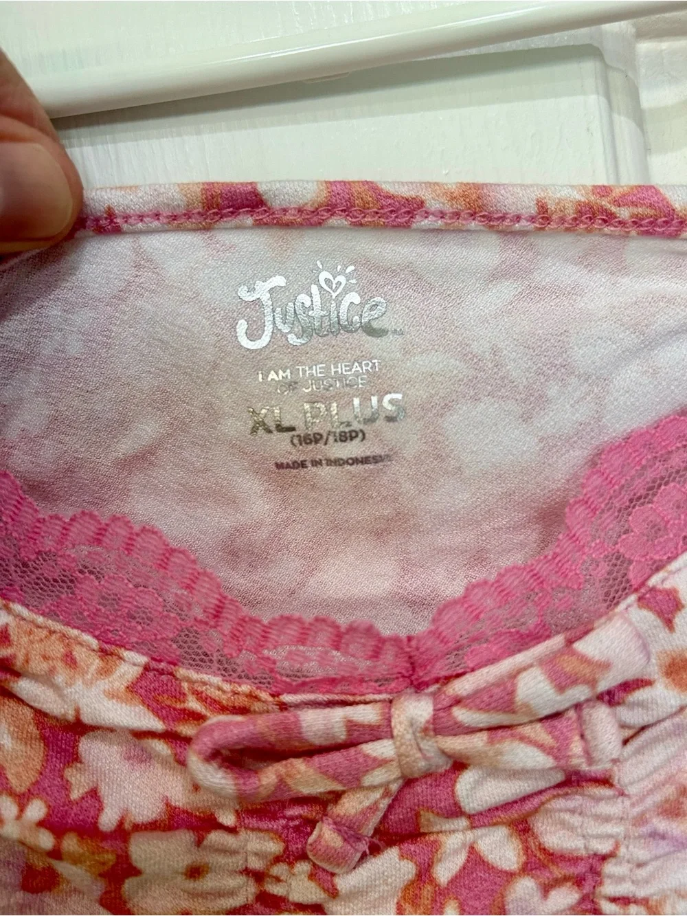 NWT Justice Girls Floral Ruched Front Top Pink XL Plus Puff Sleeve Blouse